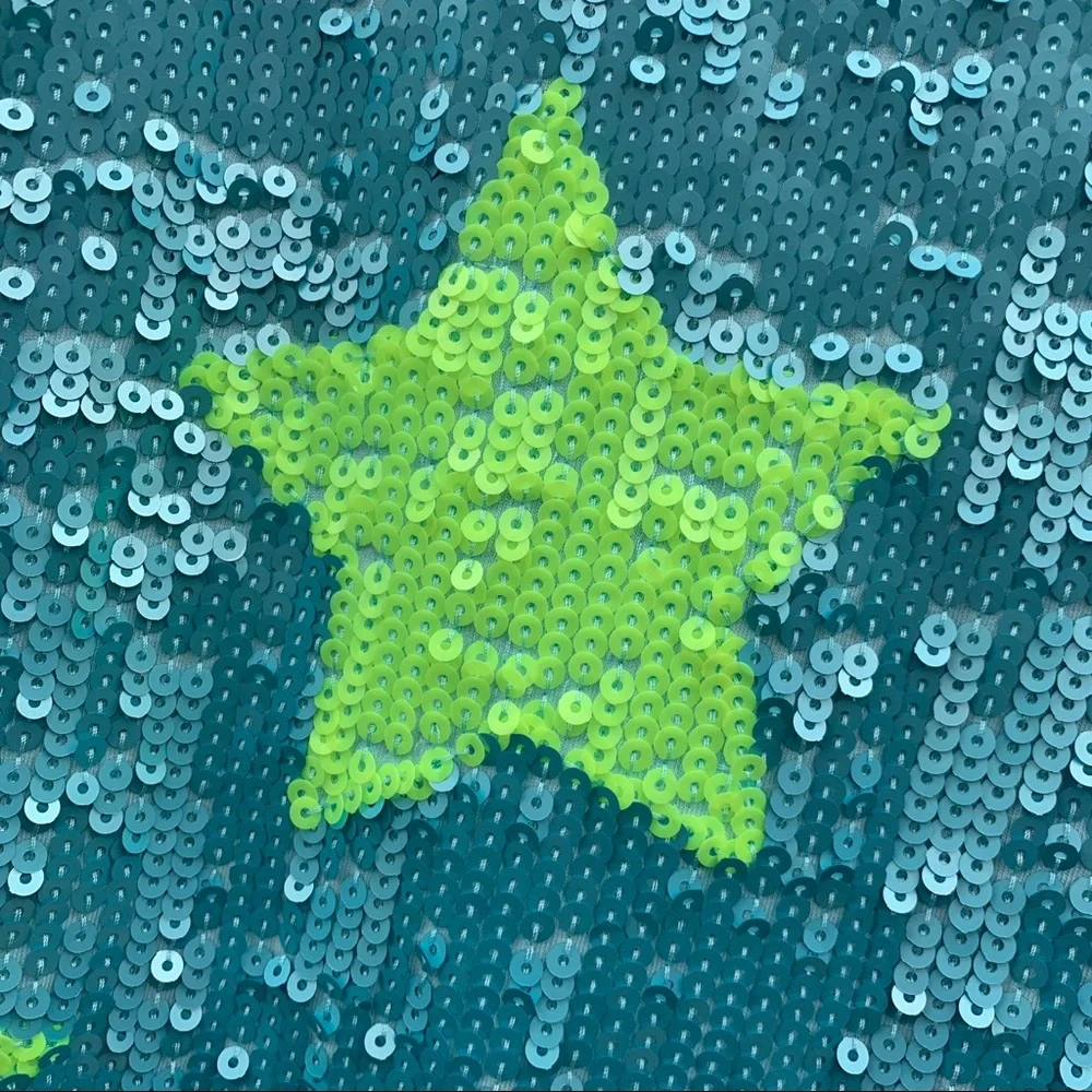 Gap Kids sequined teal and yellow green star gogo dress- size 12- NWOT